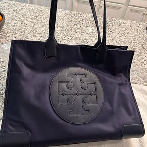 Tory Burch Authentic Navy Nylon/leather Tote